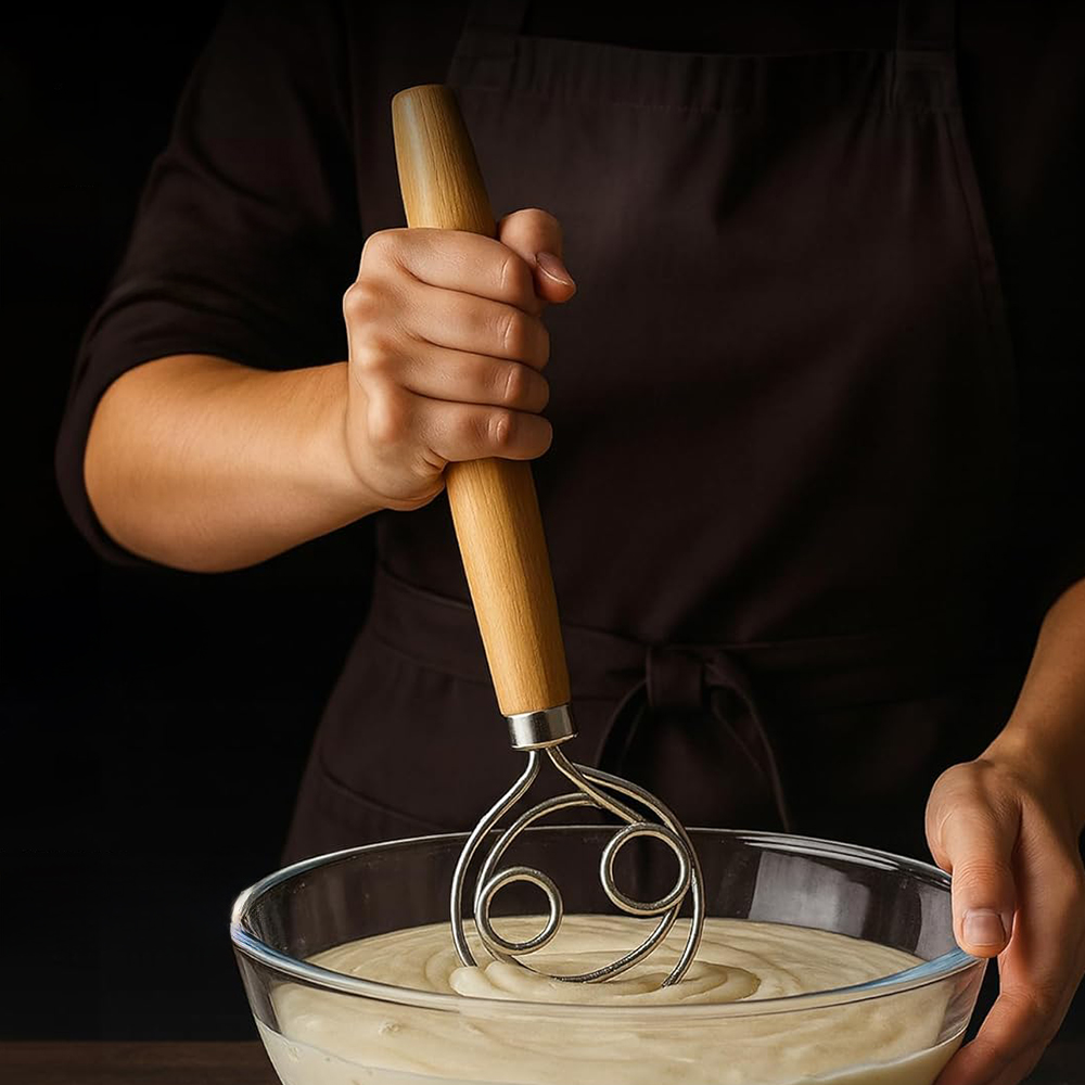 Danish Pancake Pan - 304 스테인리스 스틸 반죽 거품기, 부드러운