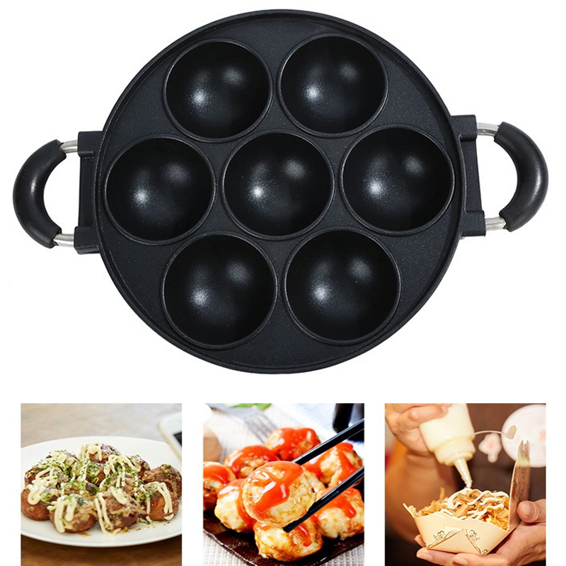 Egg Waffle Pan - 7 홀 케이크 요리 팬 주철