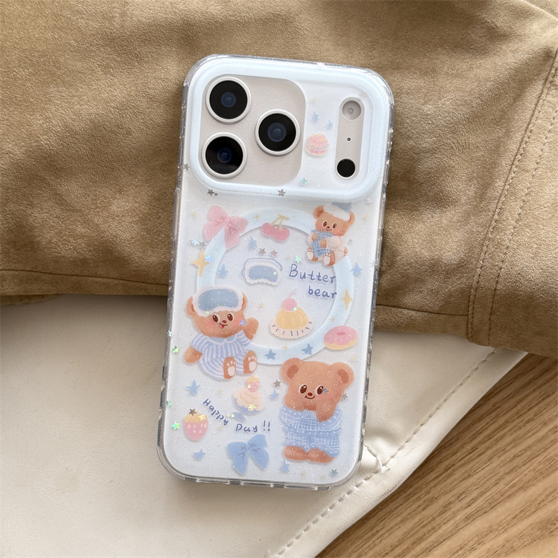 귀여운 만화 곰 자석 휴대폰 케이스 아이폰 17 프로  - Taco Stand Holder 리뷰 및 가격